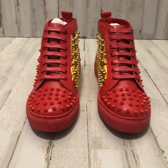 J75 ZOO STUDDED HIGH-TOP SNEAKER // RED - Picture 4 of 11